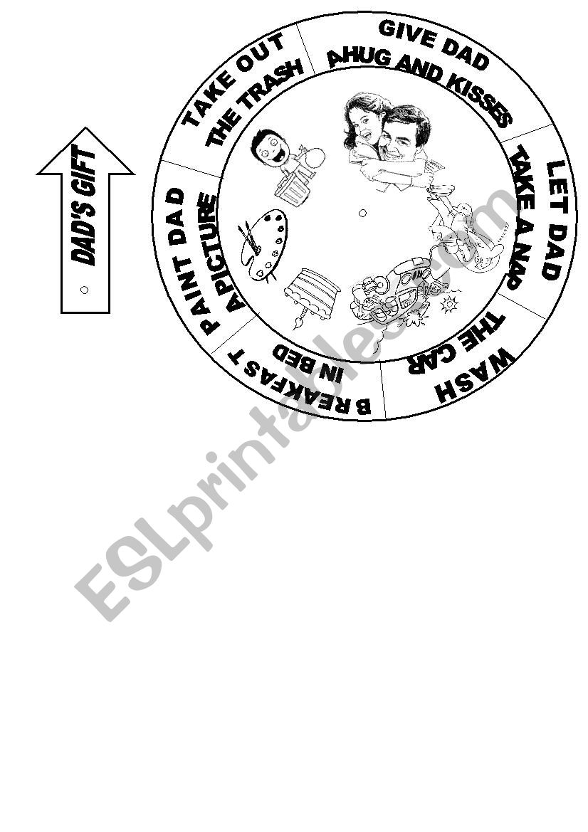 FATHERS DAY WHEEL OF GIFTS worksheet