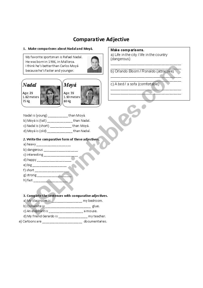 Comparative Adjective worksheet