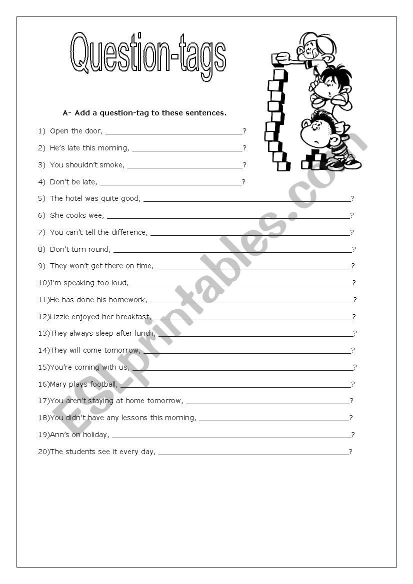 Question tag worksheet