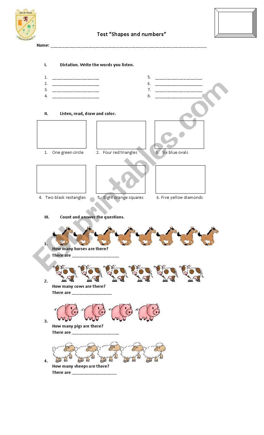 numbers and shapes worksheet