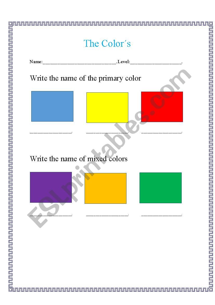 The Colors worksheet
