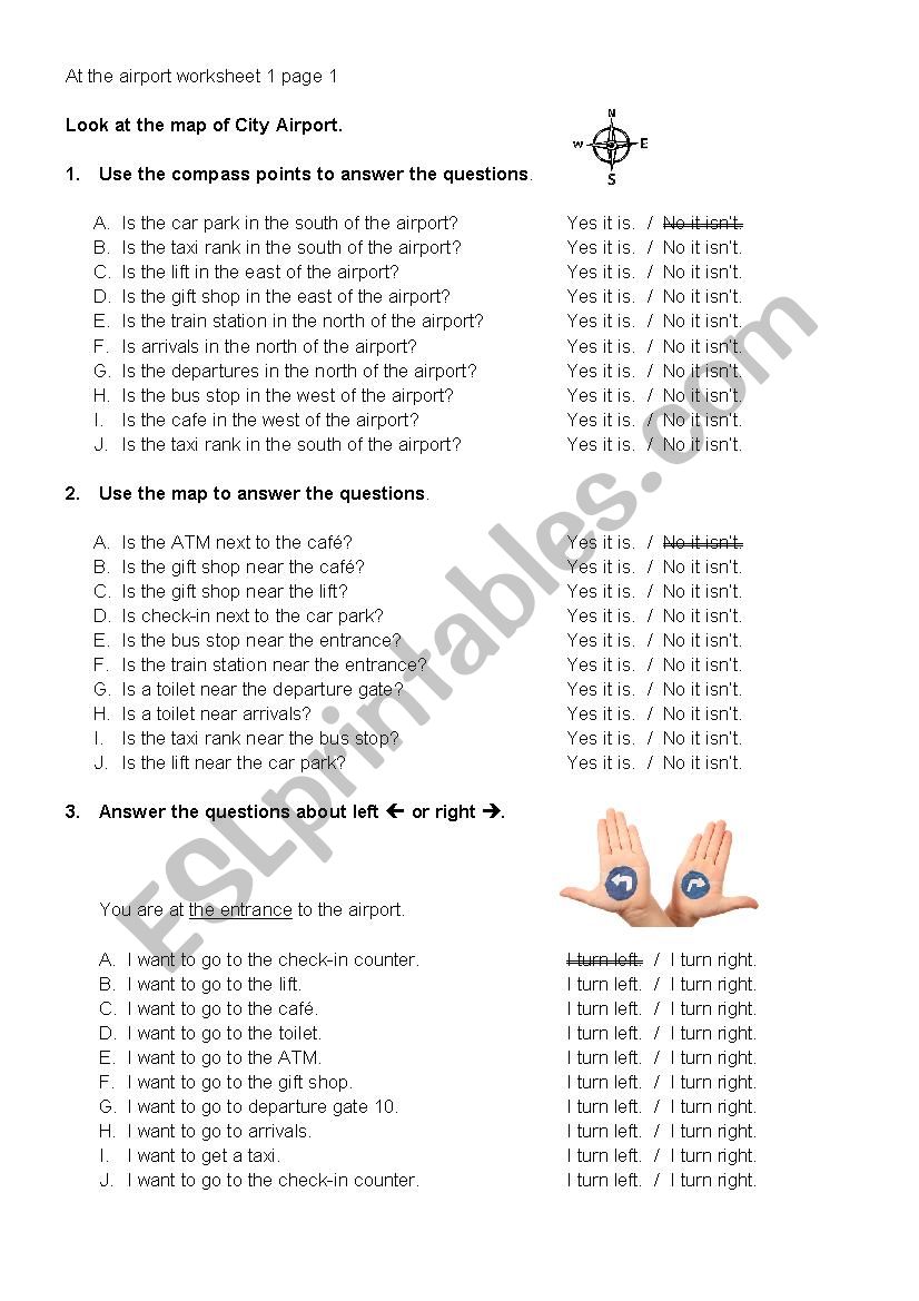 At the airport worksheet - to go with the Airport Map worksheet