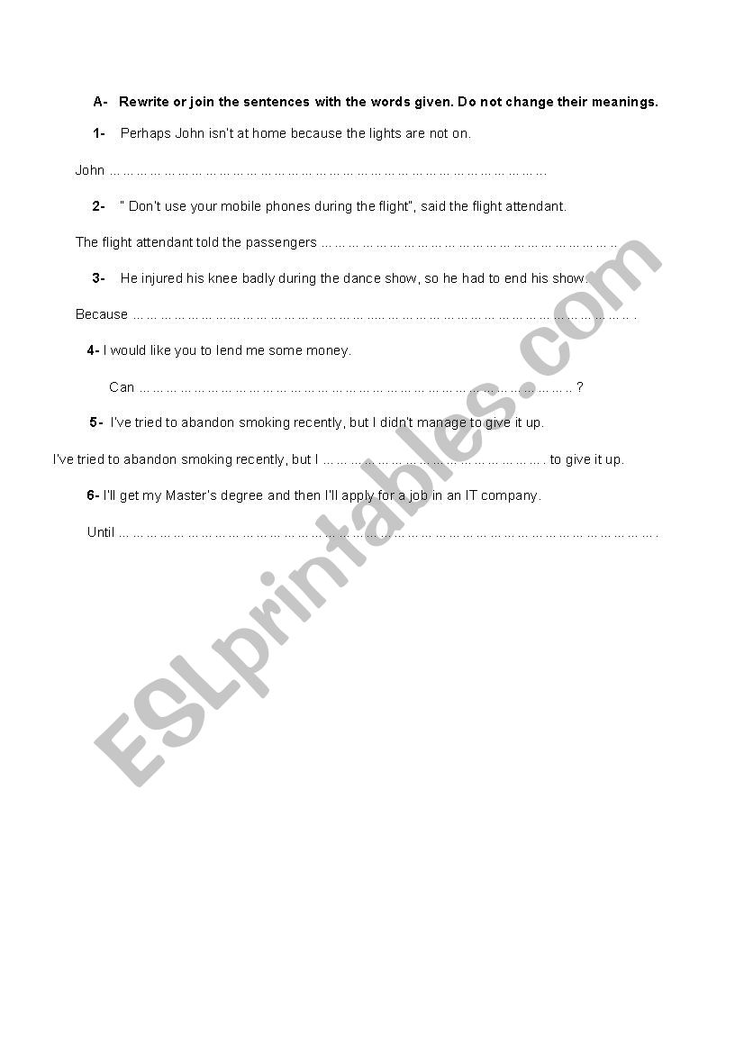 rewrite questions worksheet