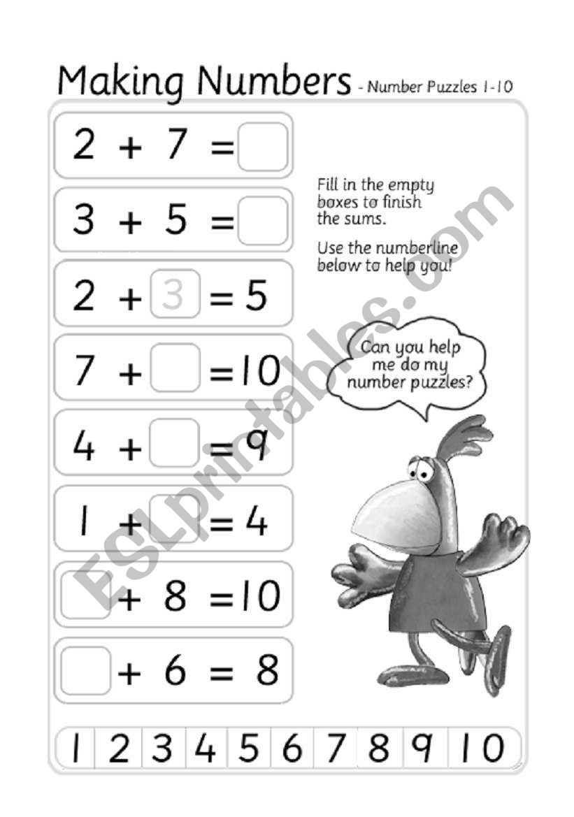 making numbers,puzzles worksheet