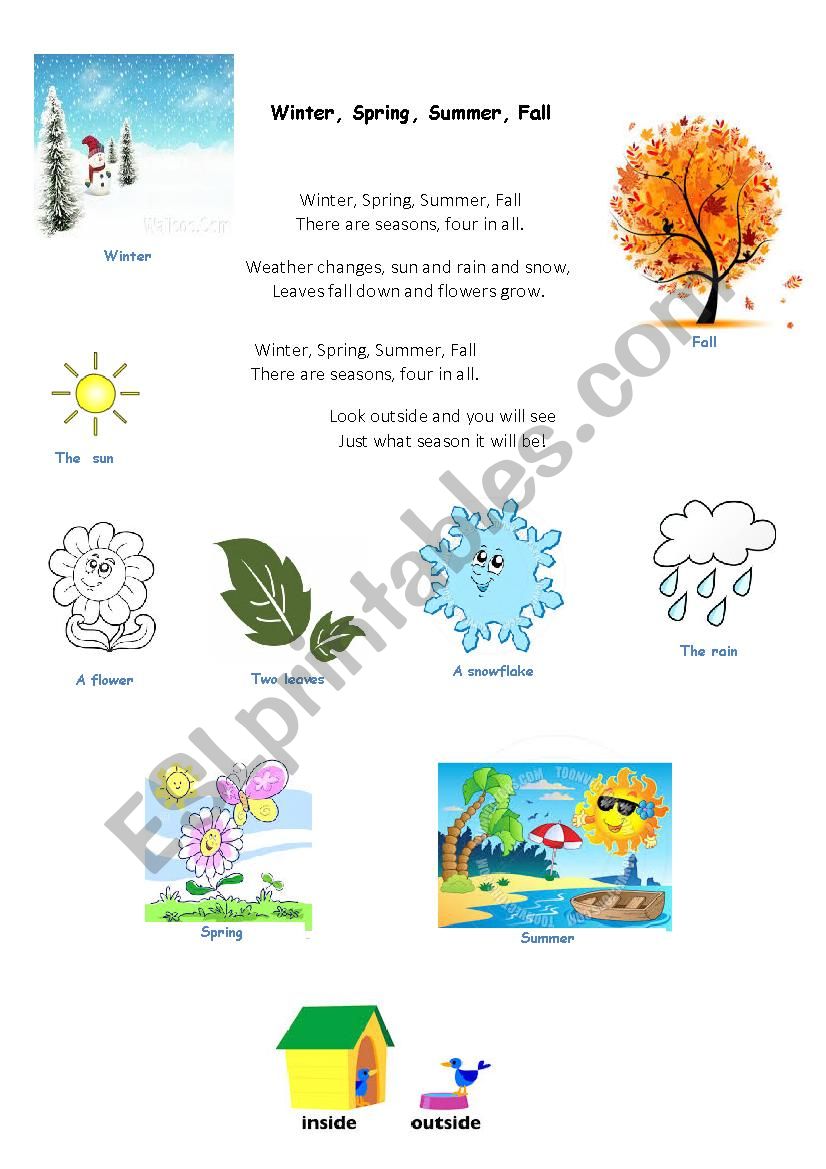 Winter, spring, summer, fall worksheet