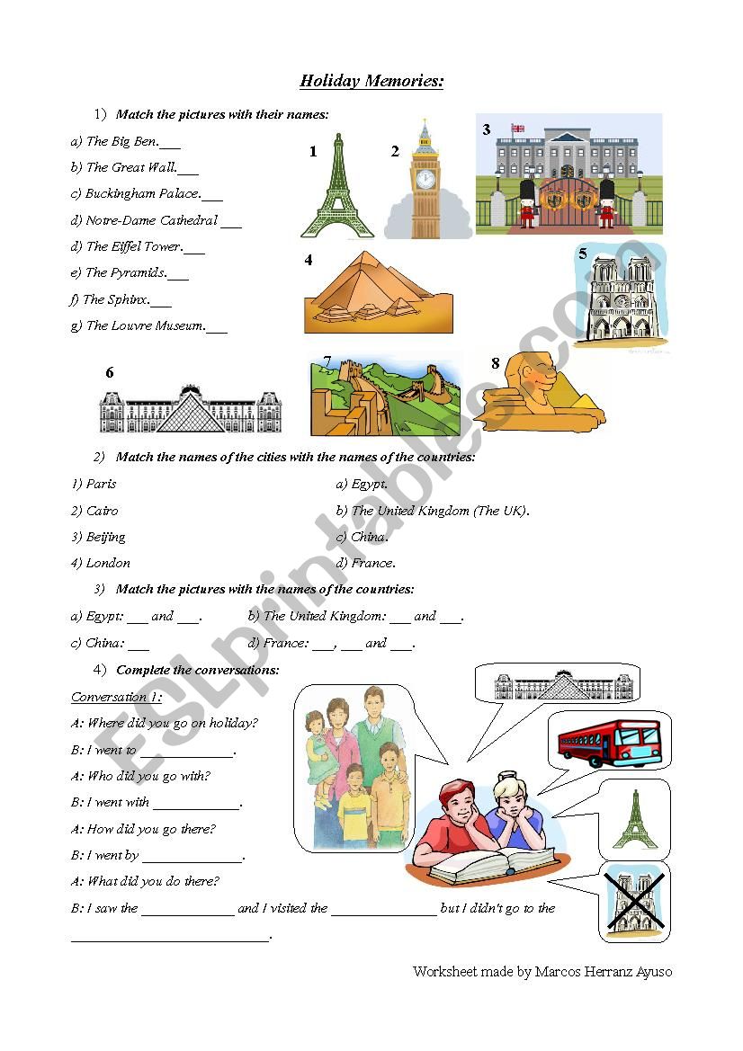 Holiday Memories worksheet