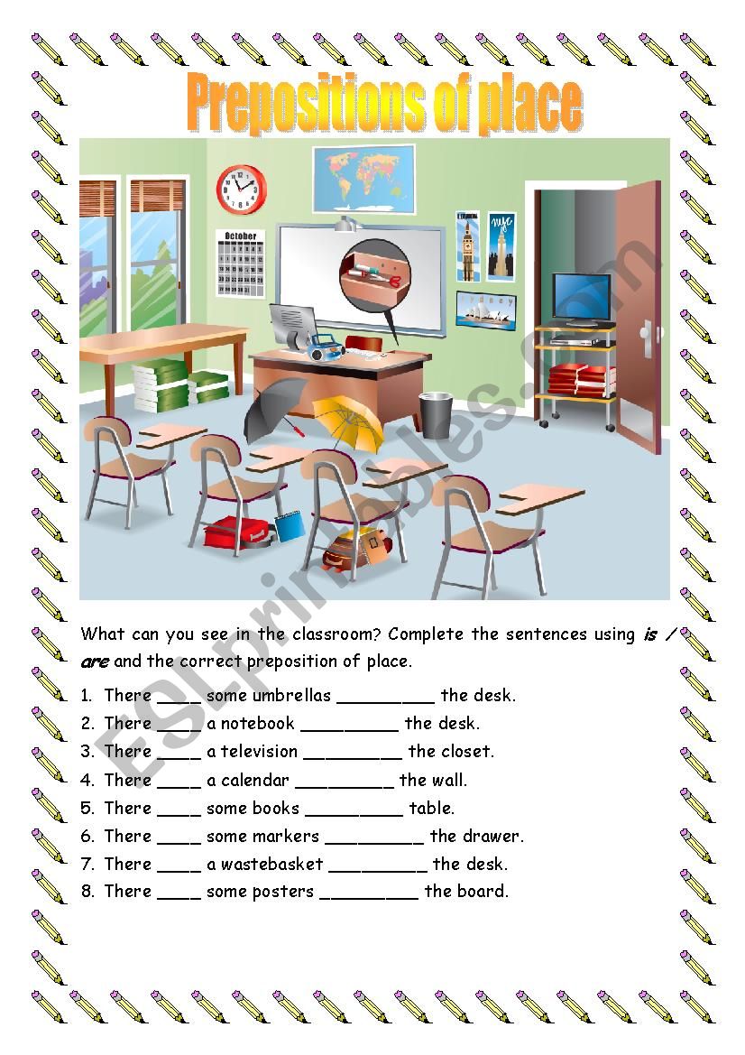 Prepositions of place worksheet