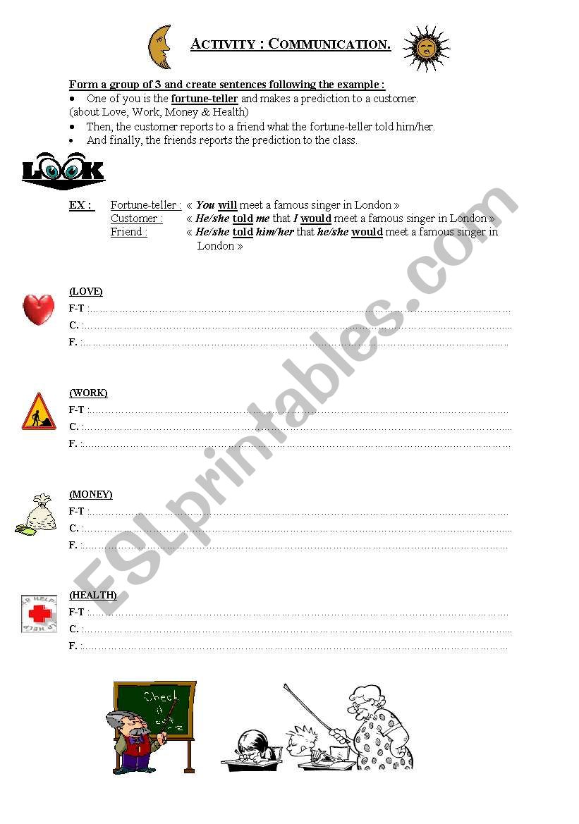 the fortune teller worksheet