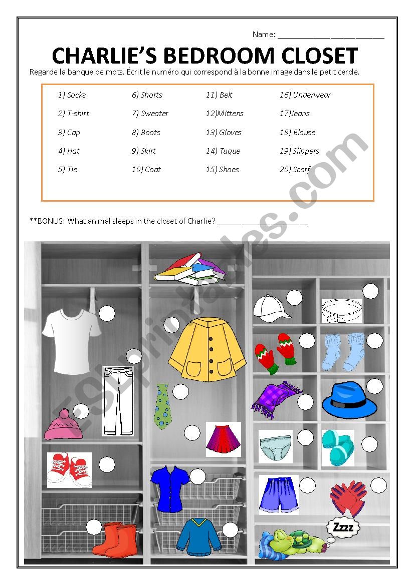 Clothes Fun Activity!  worksheet