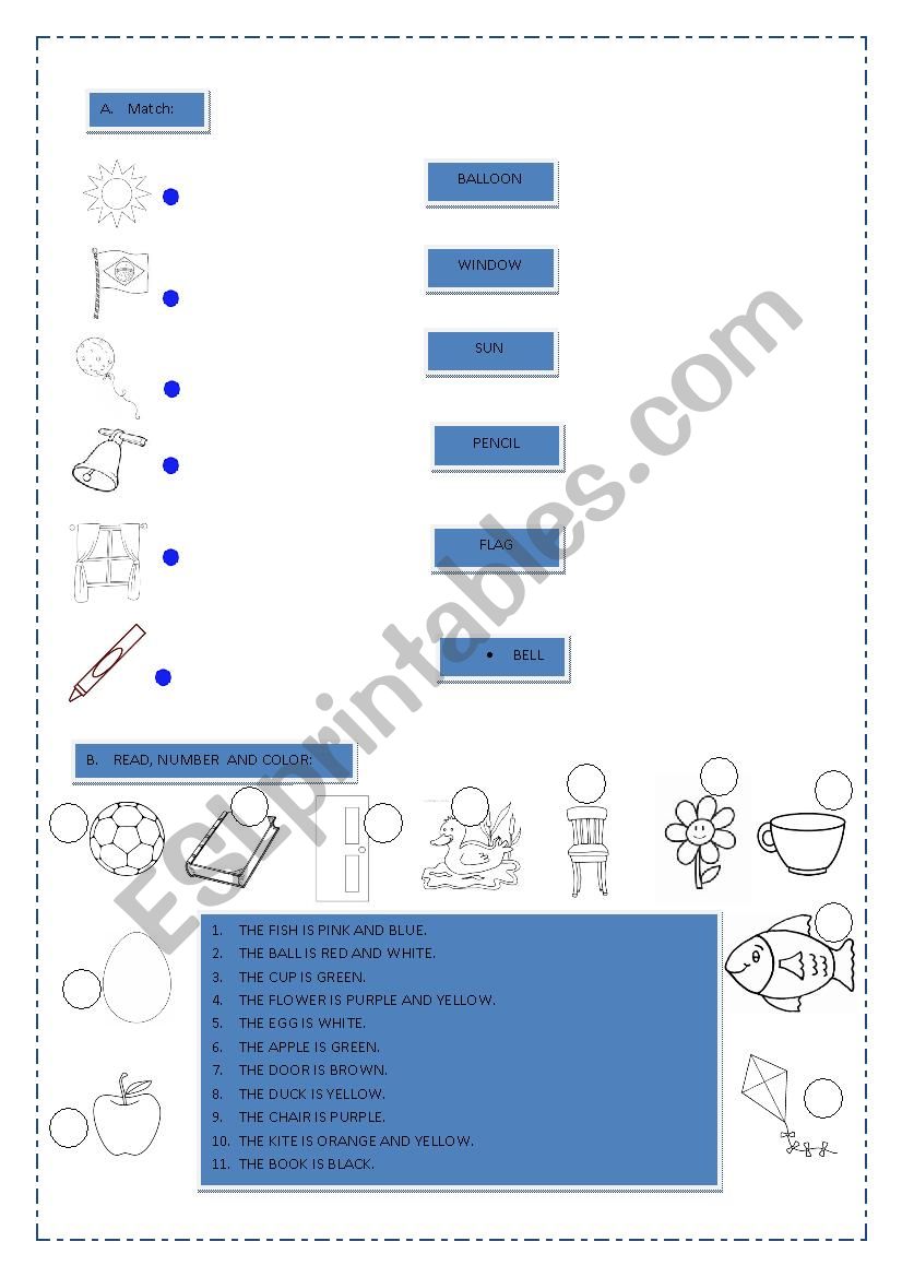 Vocabuary and colors worksheet