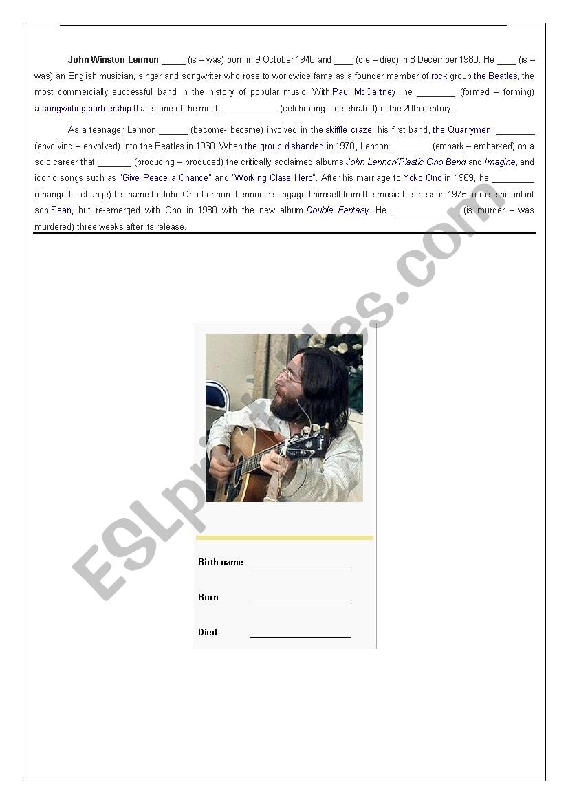 Biography, nationalities, present continuous, Wh questions