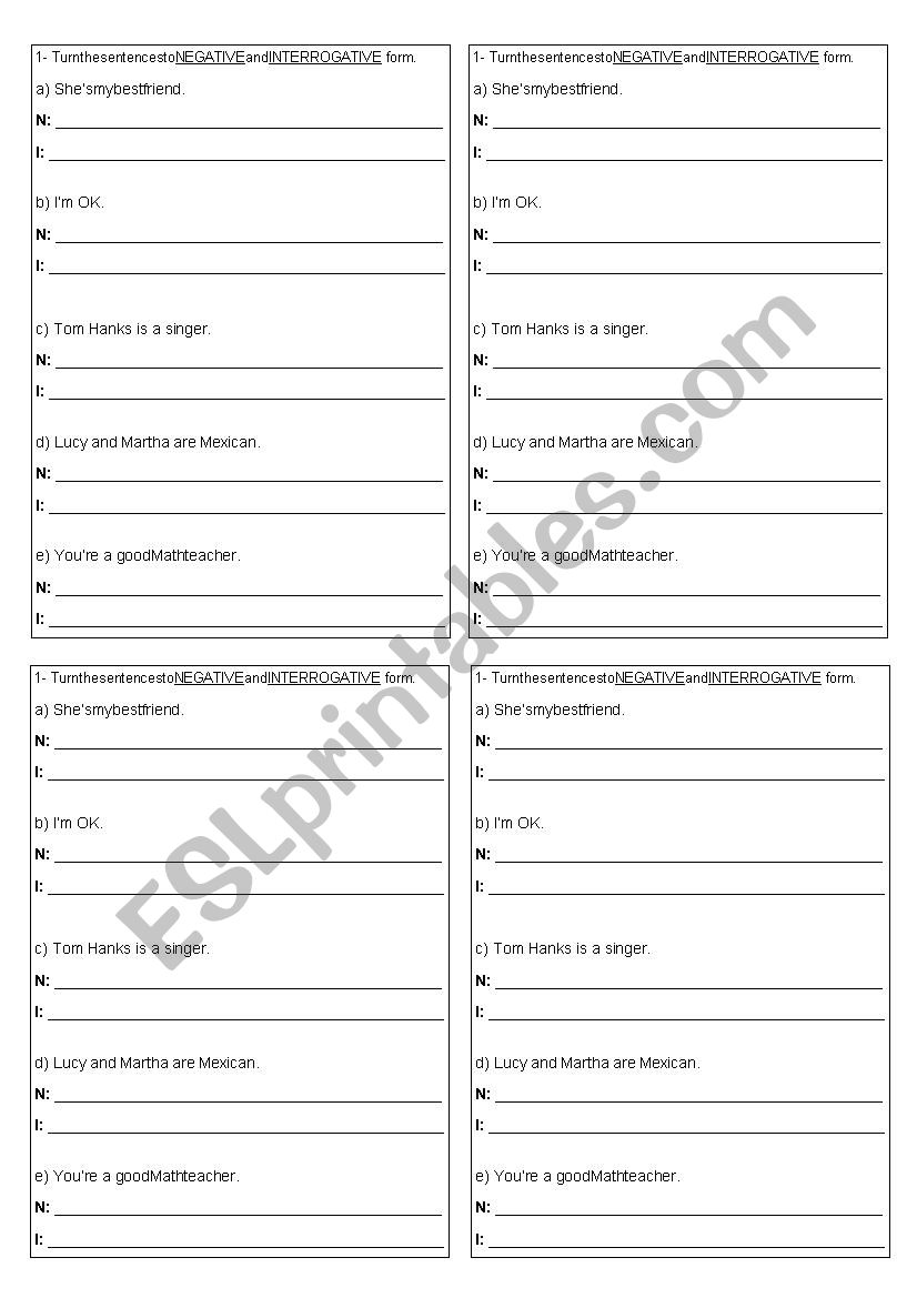 Verb to be worksheet