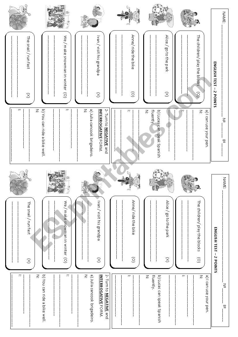 Can - Cant worksheet