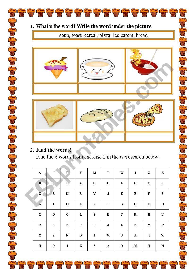 Food: breakfast, lunch, dinner