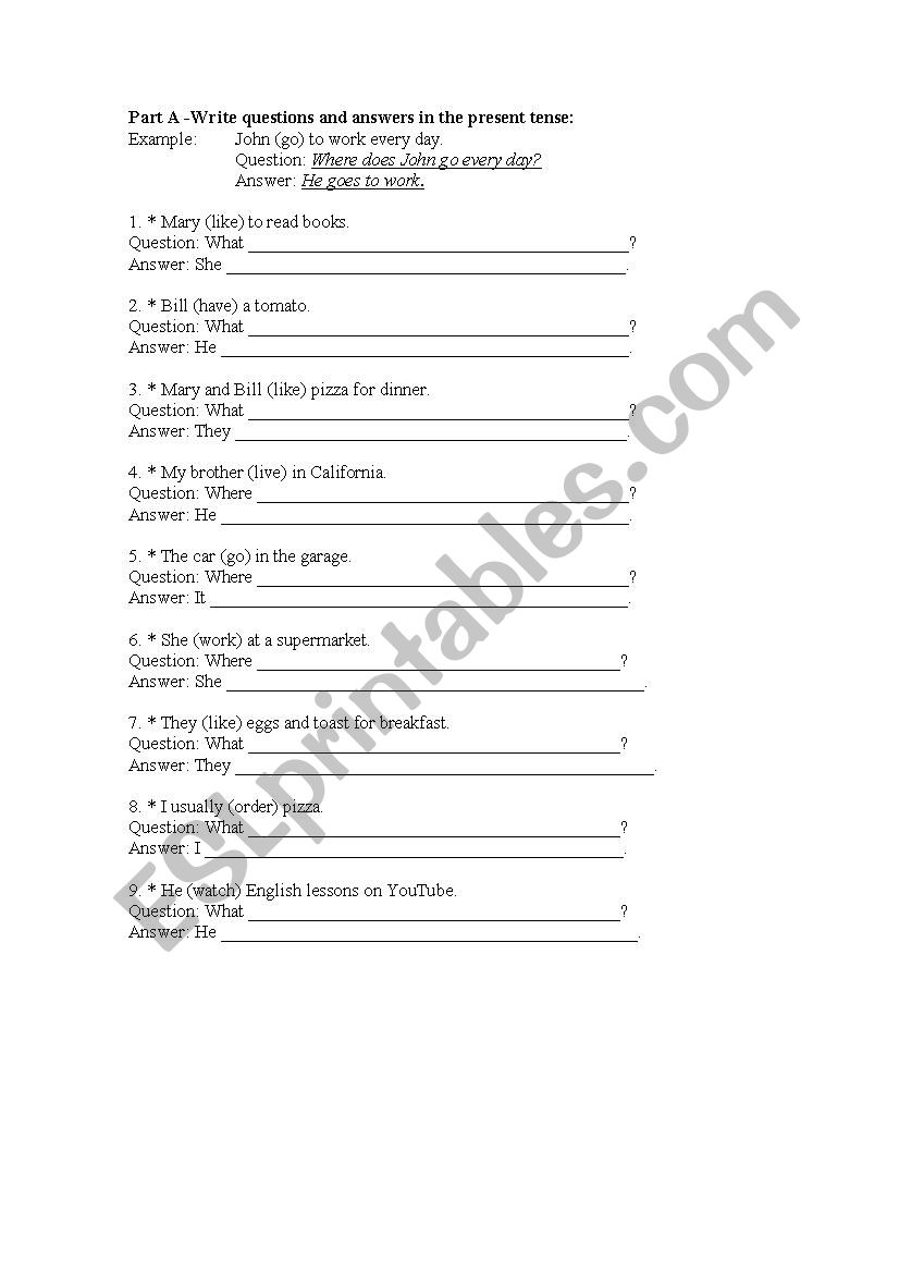 present simple worksheet