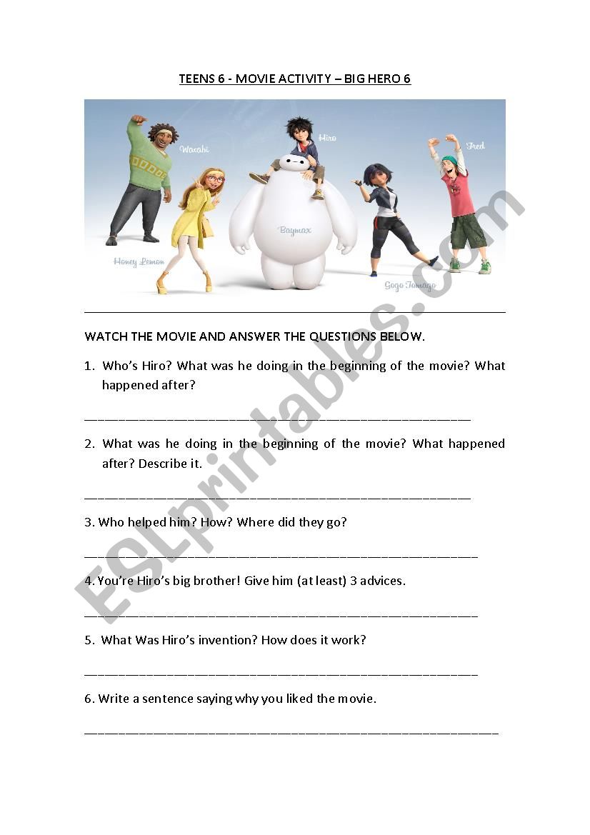 movie activity worksheet