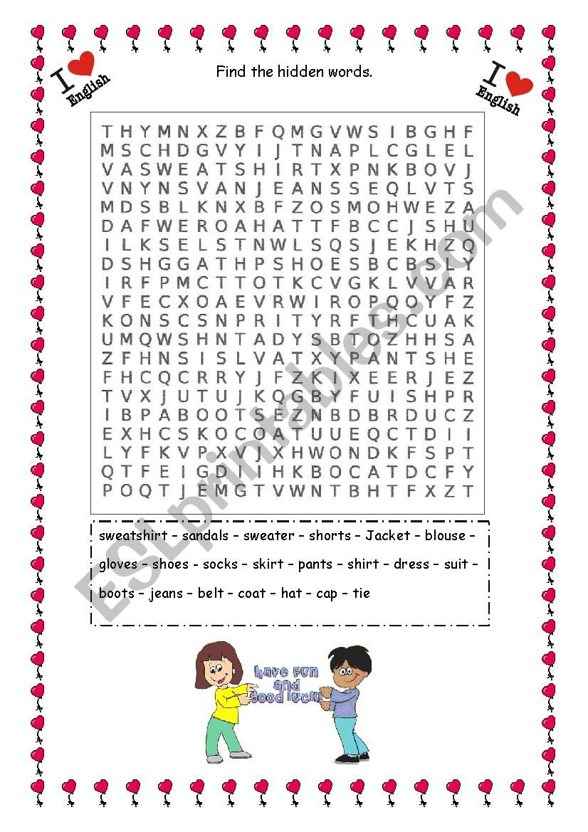 Word Search worksheet