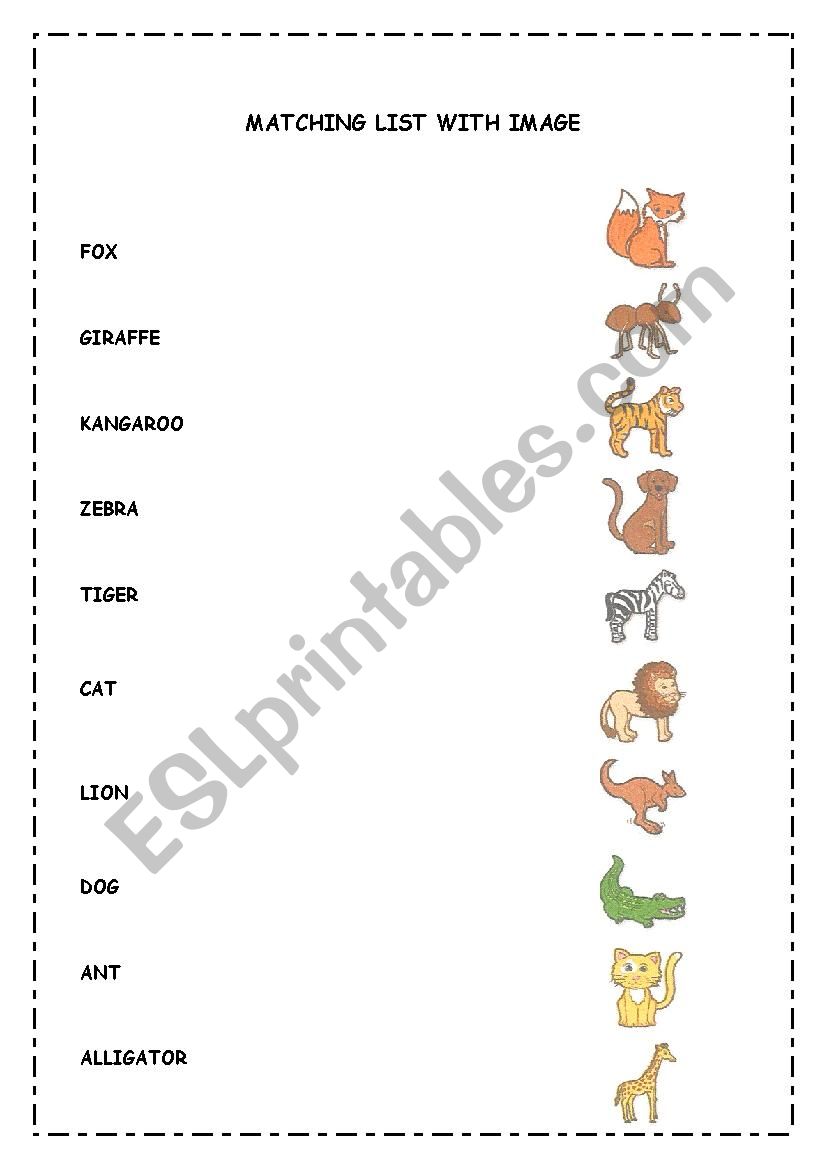 Animals worksheet