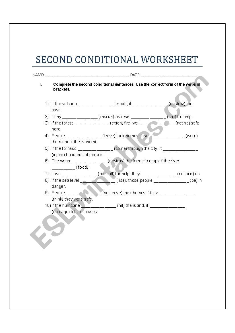second conditional worksheet worksheet