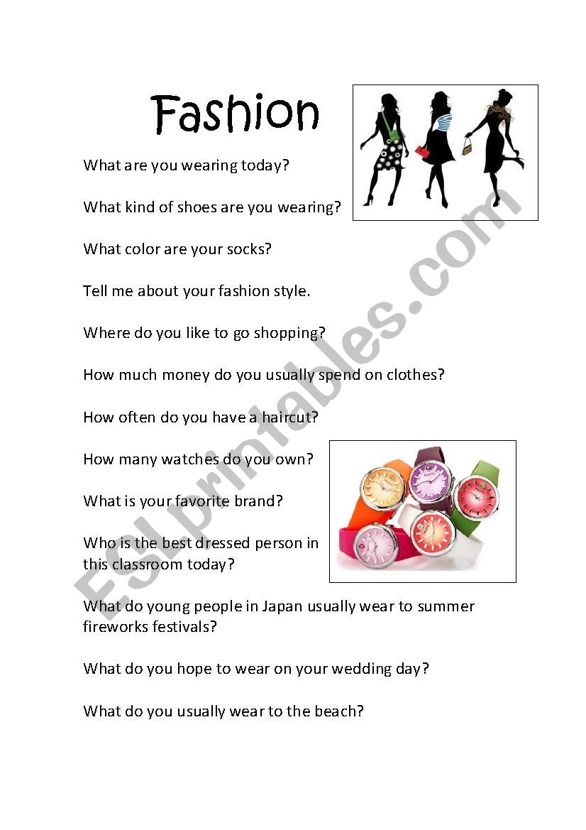 Fashion, question and asnwer practice