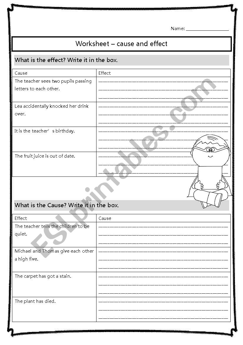 Cause and effect worksheet