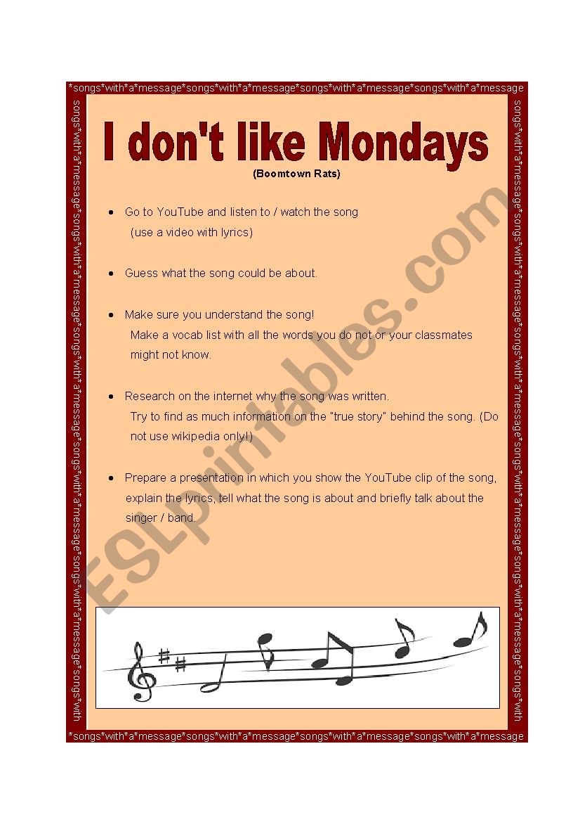 Songs with a Message worksheet