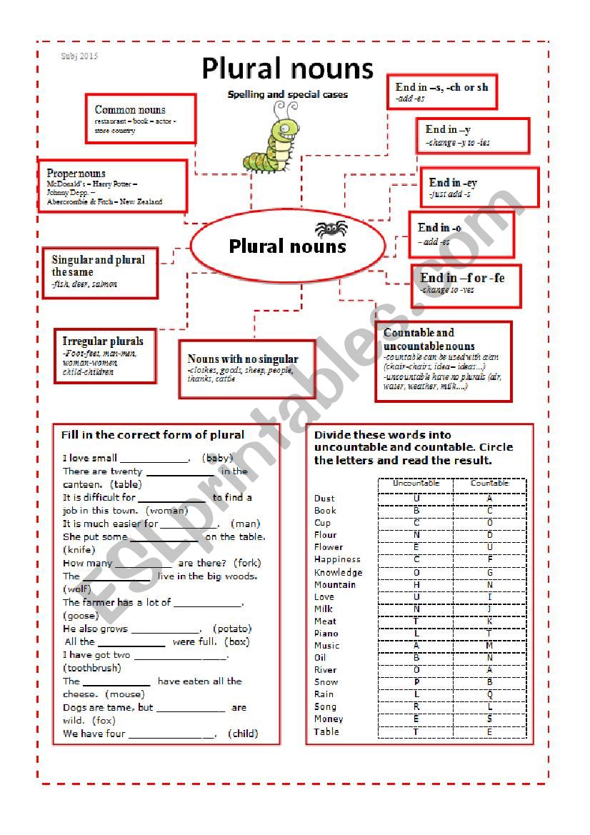 Plural - nouns - spelling and special cases