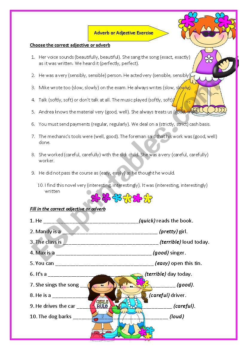 Adverb or Adjective worksheet