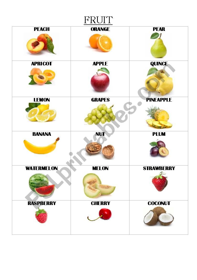 FRUIT PICTIONARY worksheet