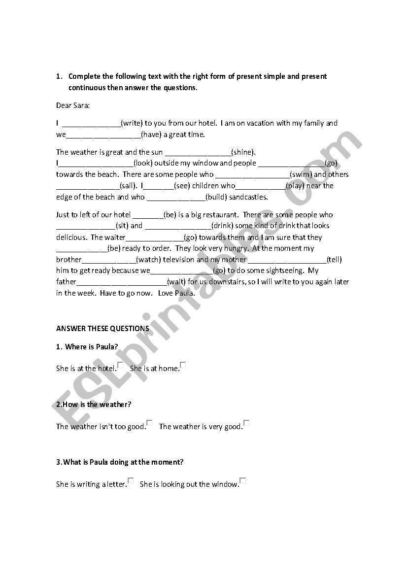 Language Excercises worksheet