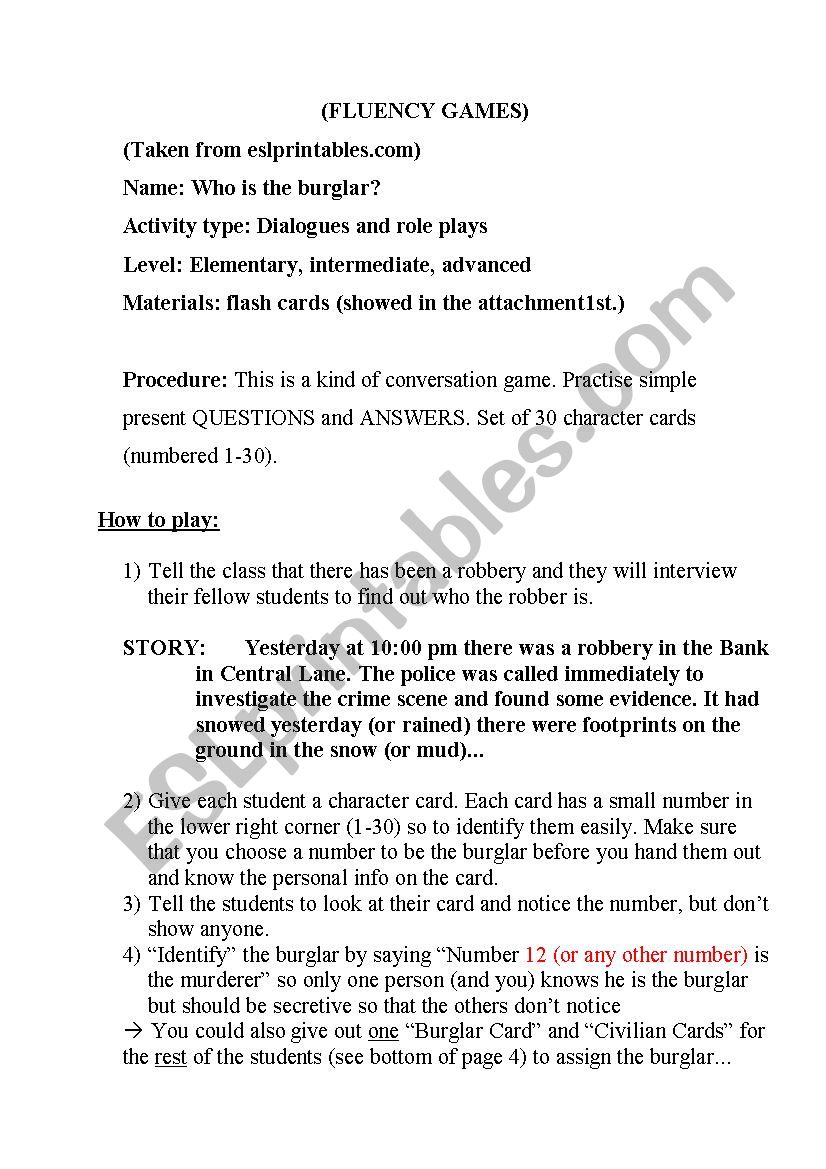 Accuracy and fluency games worksheet