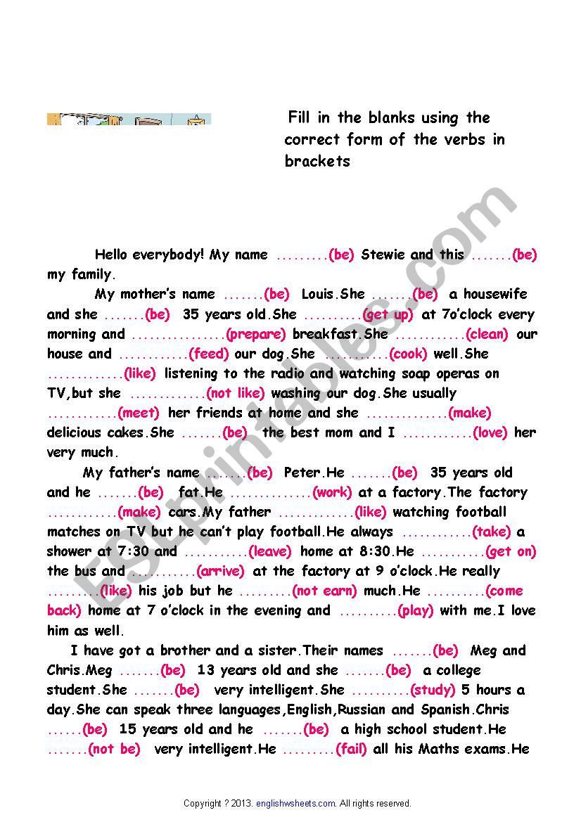 simple present tense worksheet