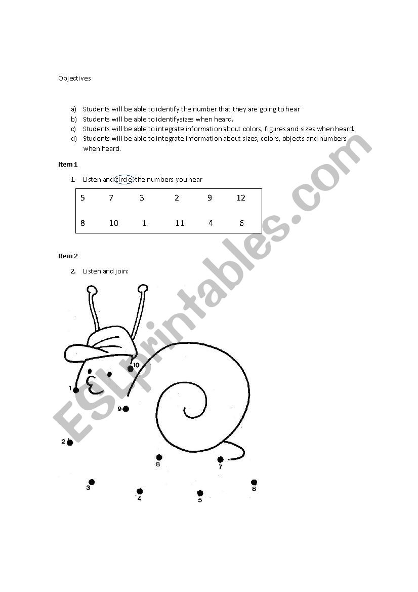 Listening exercise worksheet