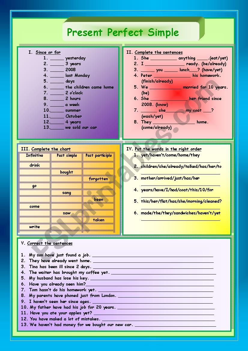 Present Perfect Simple worksheet