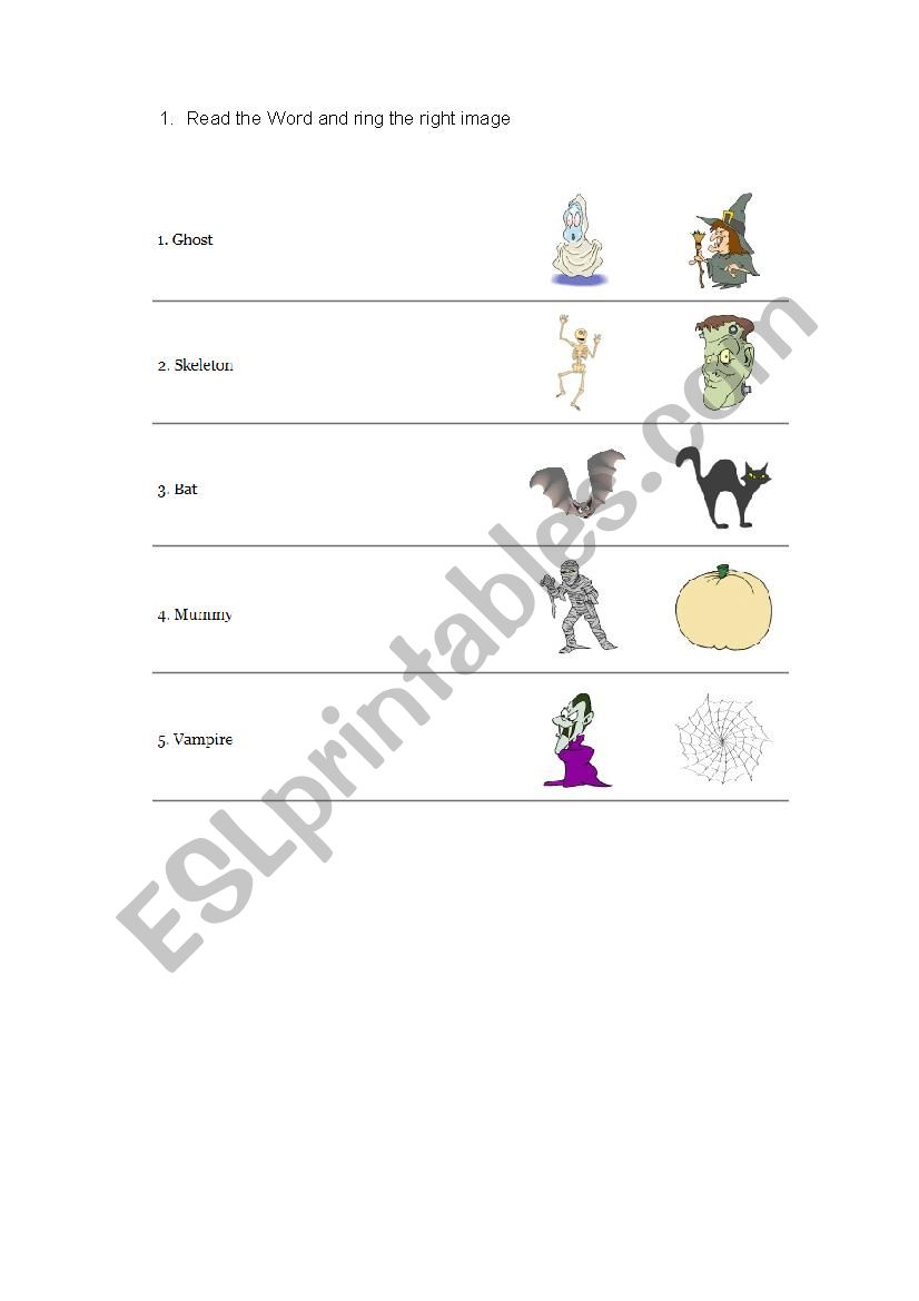 Halloween vocabulary worksheet