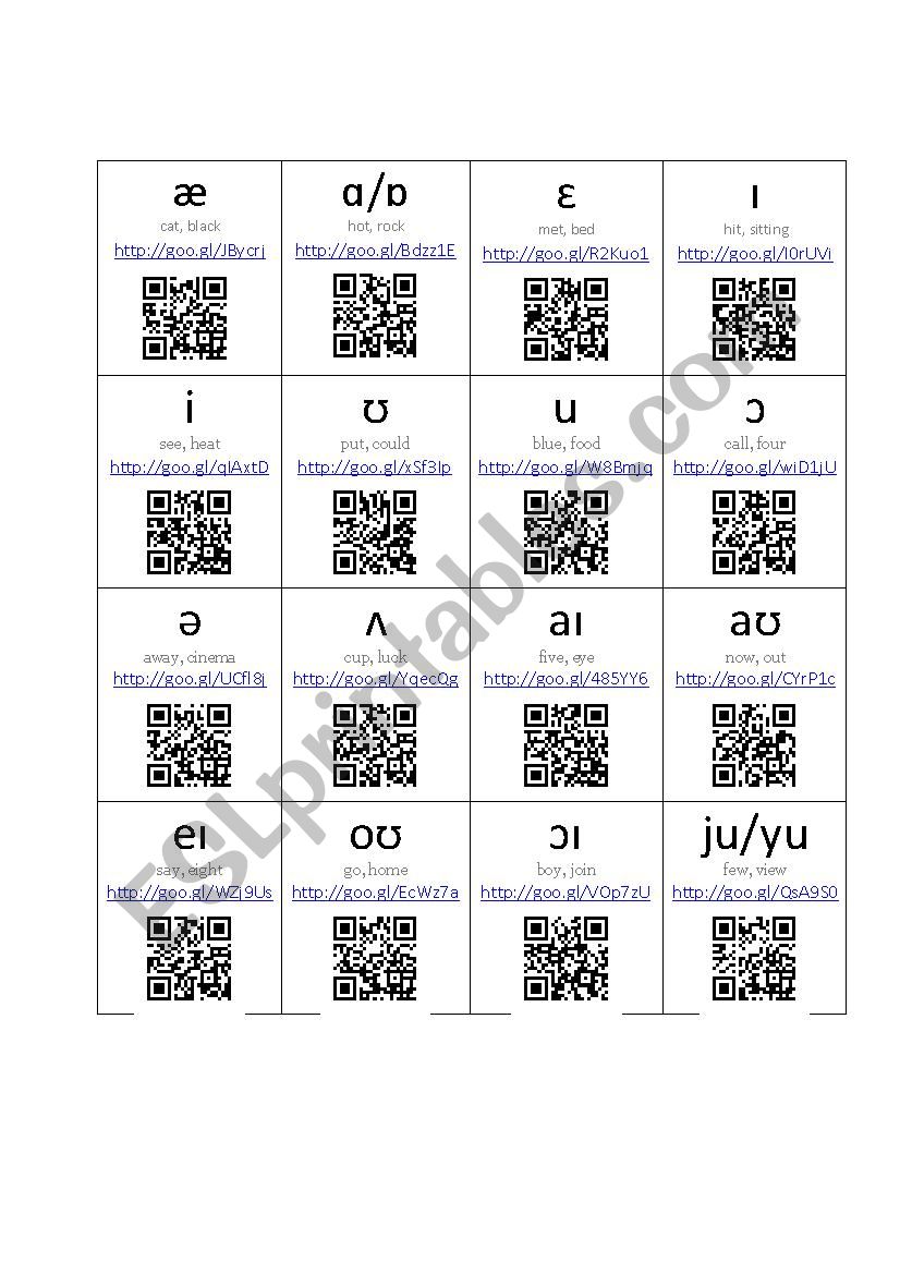 QR Codes to phoneme descriptions