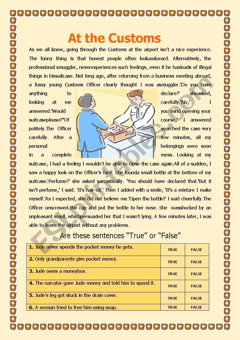 At the Customs worksheet