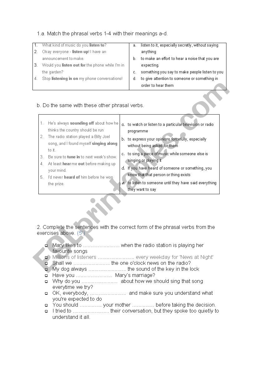 phrasal verbs worksheet