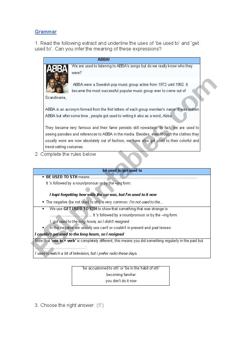 used to rules and activity worksheet