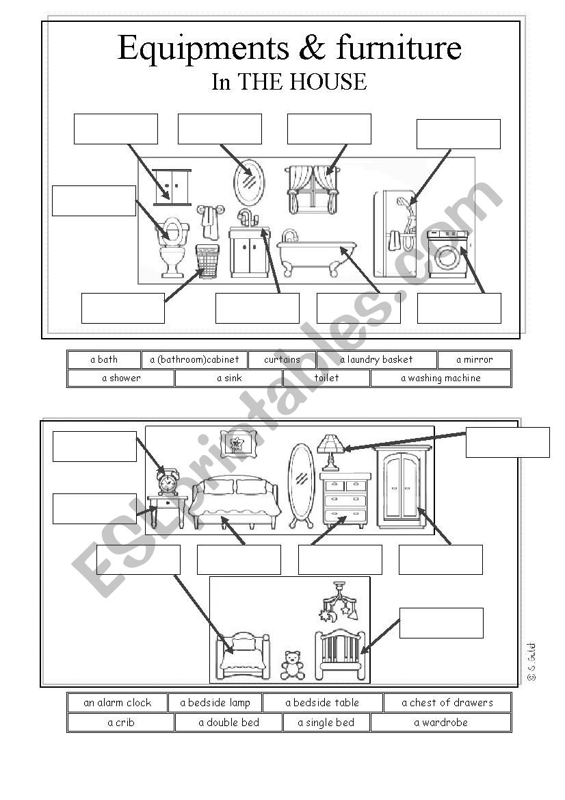 House 2 - Furniture and equipments - vocabulary