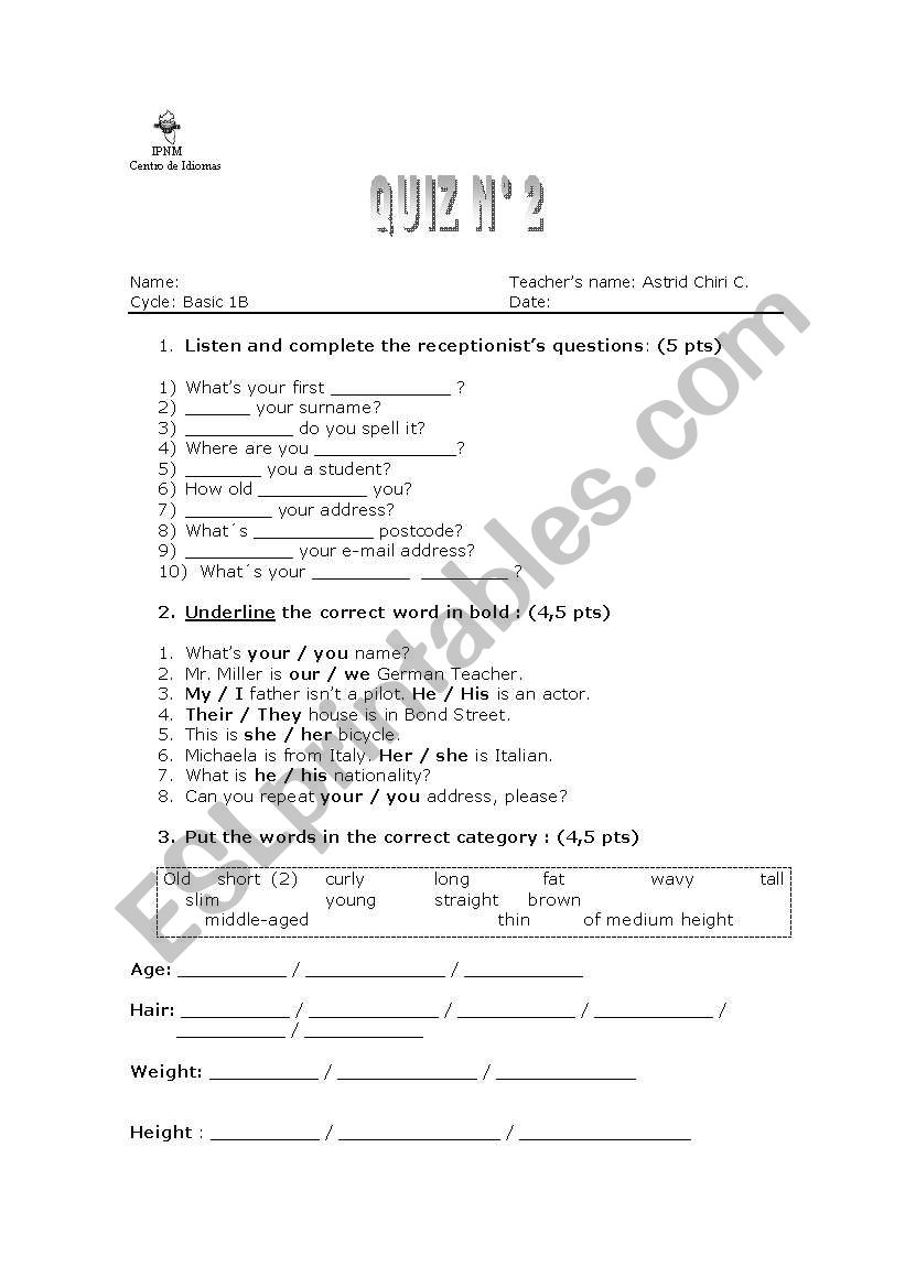 Quiz 2 worksheet