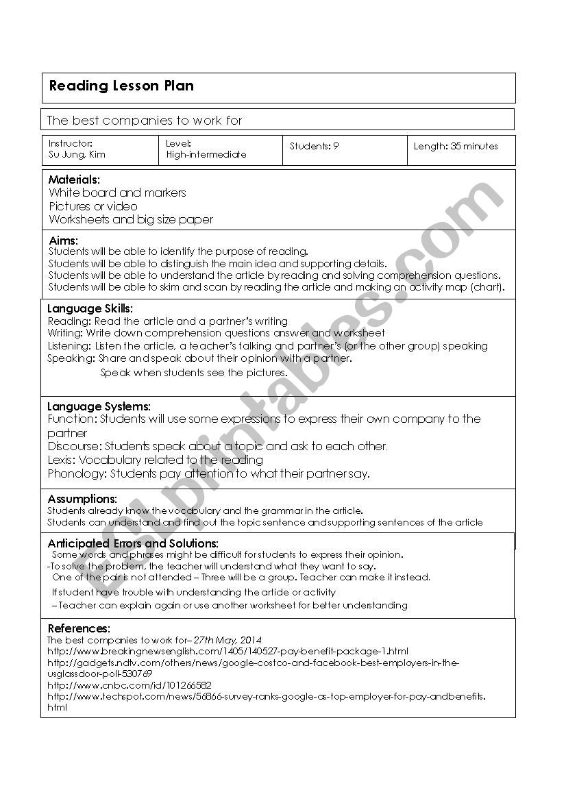 lessonplan worksheet