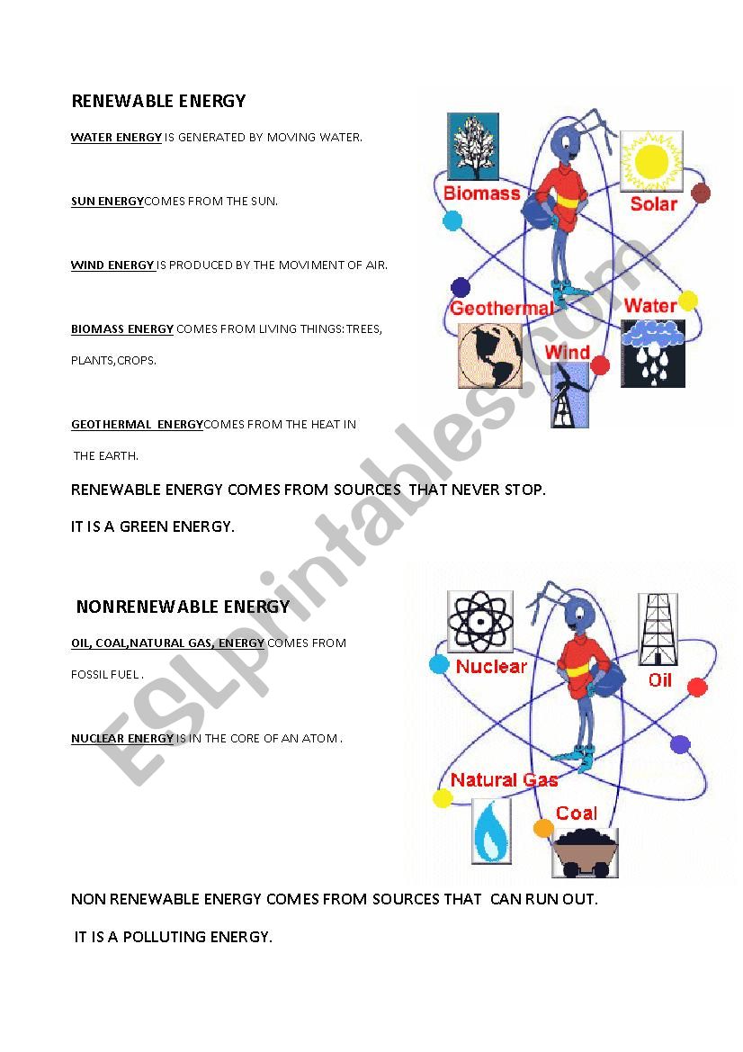 ENERGY worksheet