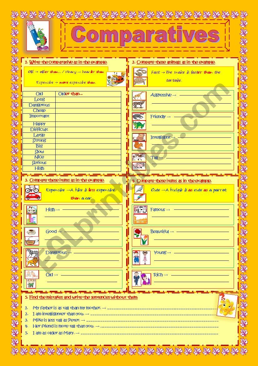 Comparatives worksheet