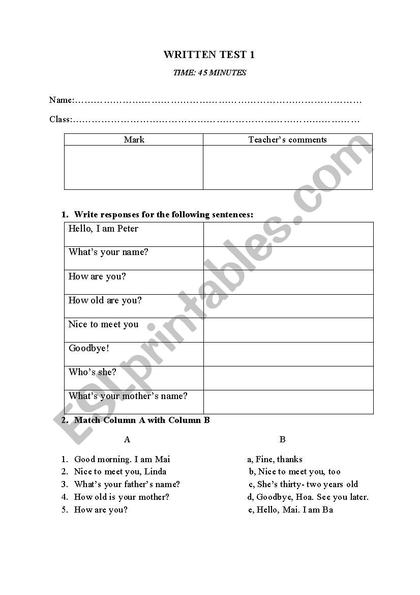 english test for grade 3 worksheet