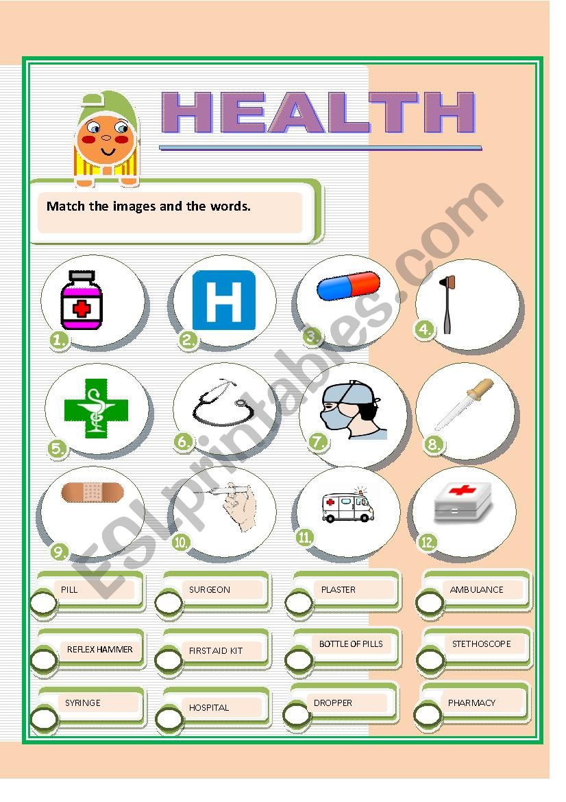 HEALTH - ESL worksheet by gemaherlo