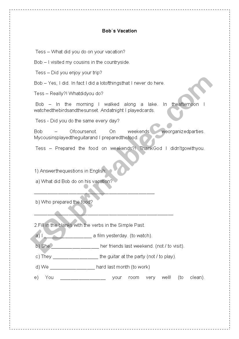 Reading Comprehension worksheet