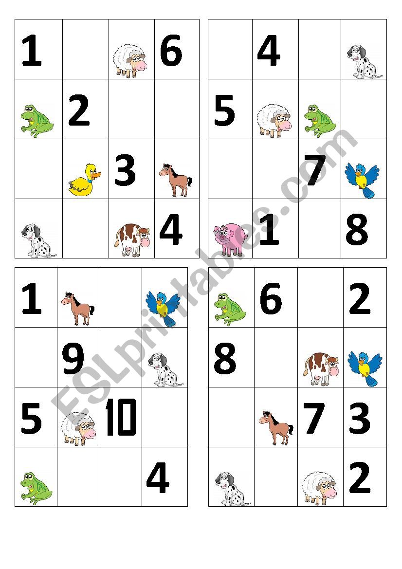 Bingo game worksheet