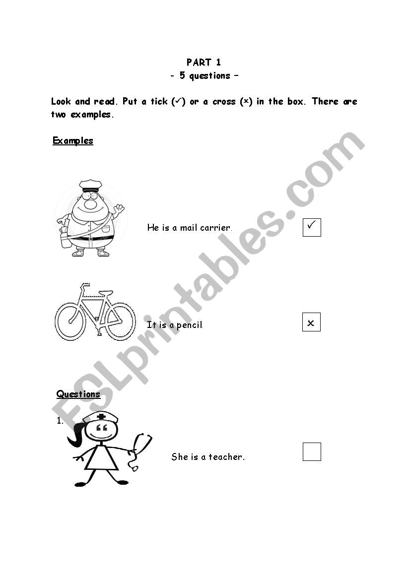 STARTERS READING worksheet