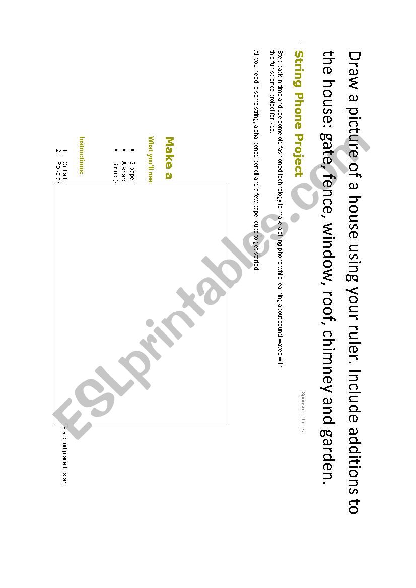 Parts of a House worksheet